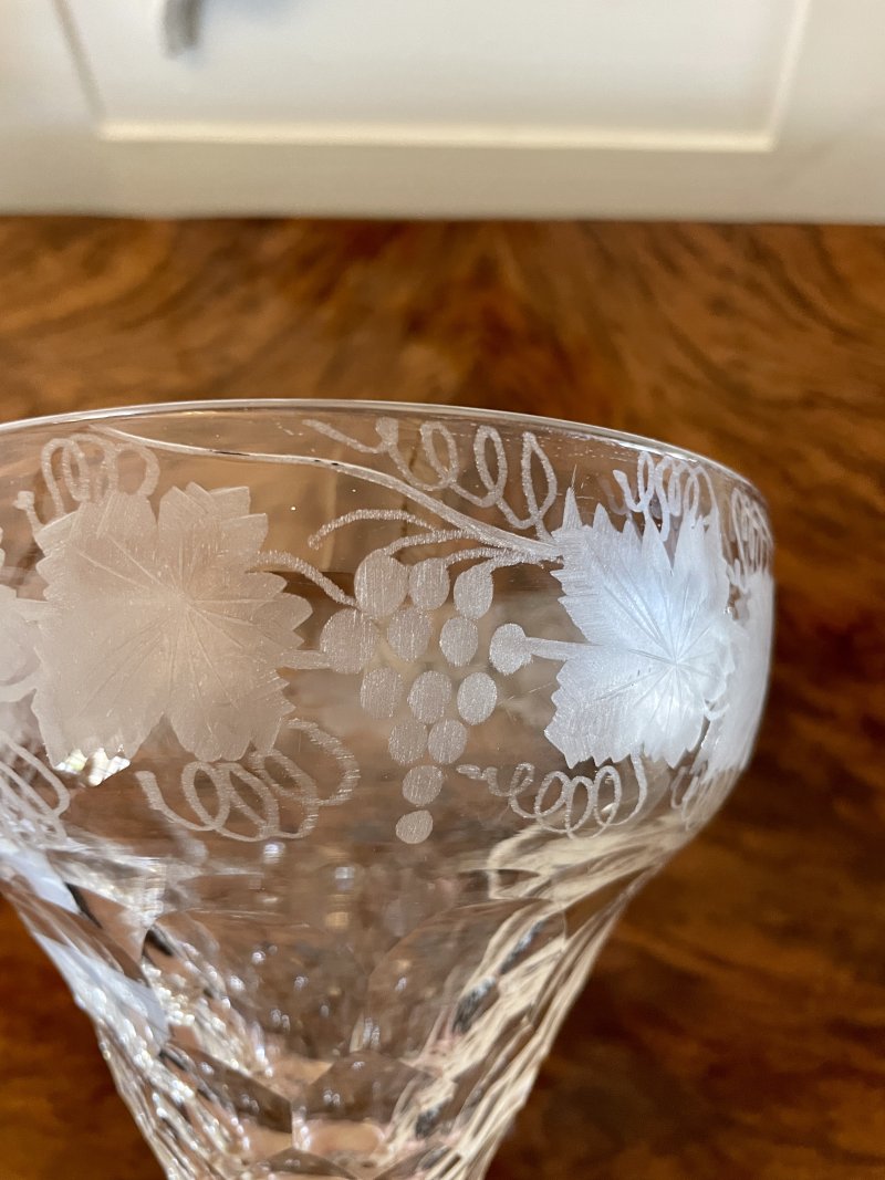 Unusual Large Set of 4 Antique Victorian Quality Engraved Glasses - Image 5